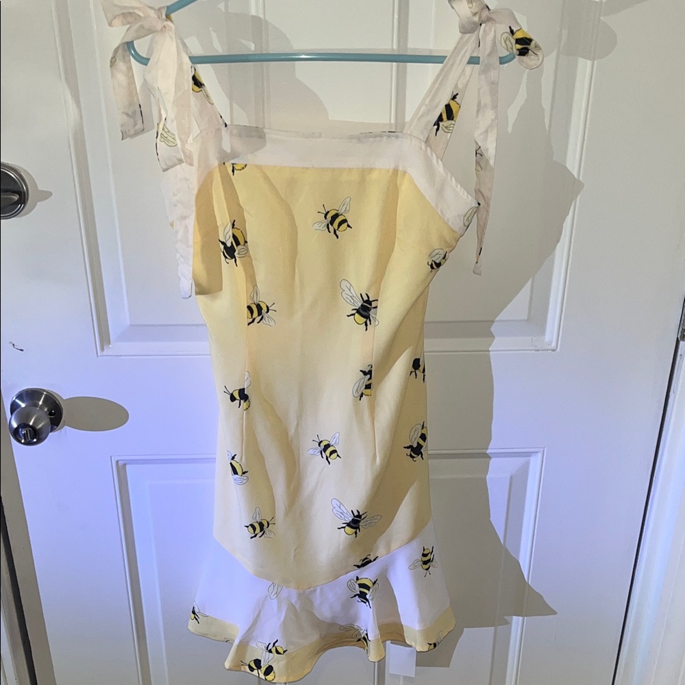 Never Fully Dressed Yellow Bee Print Midi Dress